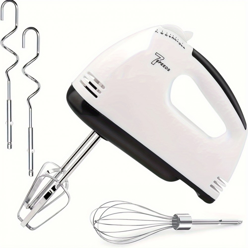 Batidora Elétrica de Mão 7 Velocidades para Confeitaria, Batedor Elétrico em Aço Inoxidável, Misturador Manual para Bolos e Massas, Batedeira Portátil
