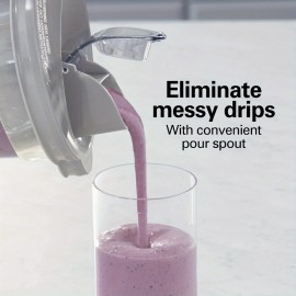 Liquidificador silencioso Wave~Action, com frasco de vidro de 48 oz, 12 funções de mistura, branco
