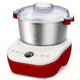 Misturador Elétrico de Massa de 7.3Qt com Função de Fermentação, Tigela em Aço Inoxidável, Temporizador por Microprocessador, Design Vermelho e Branco - Perfeito para Pão, Pizza e Amassar - Presente Ideal de Natal, Máquina Misturadora de Massa