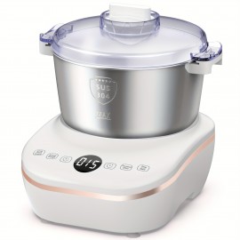 Misturador Elétrico de Massa de 7.3Qt com Função de Fermentação, Tigela em Aço Inoxidável, Temporizador por Microprocessador, Design Vermelho e Branco - Perfeito para Pão, Pizza e Amassar - Presente Ideal de Natal, Máquina Misturadora de Massa